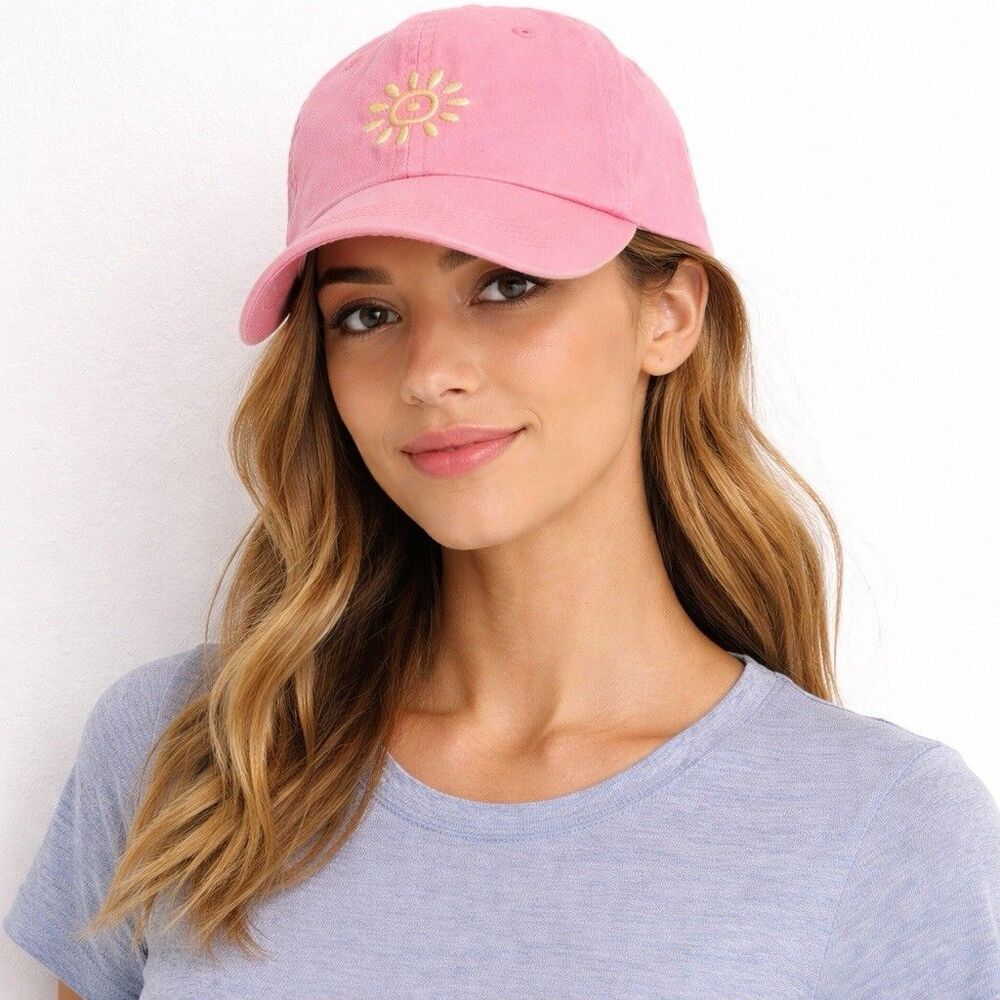 Women Girls Embroidery Baseball Solid Brim Adjustable Peaked Hat Life is Good